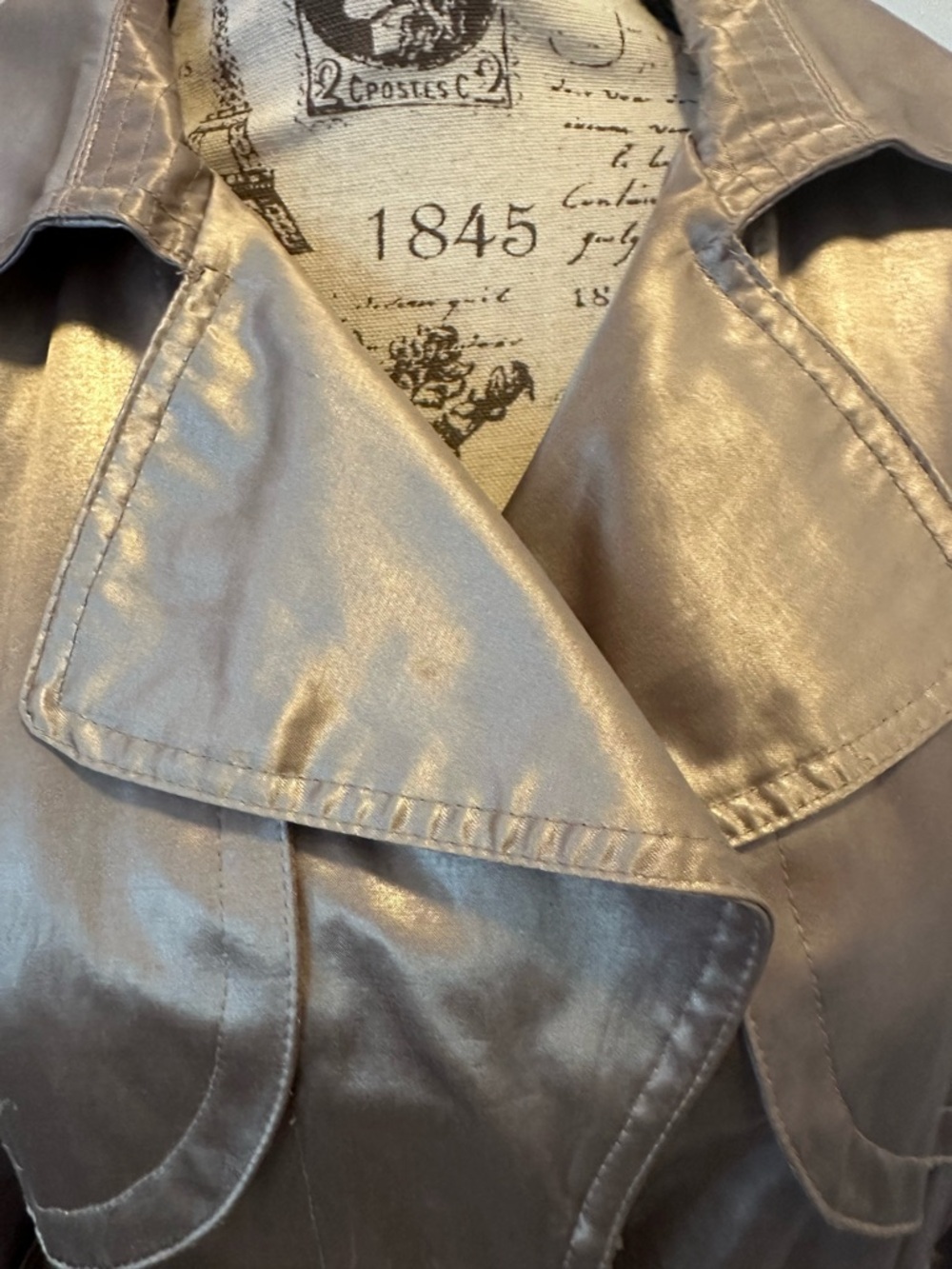 Metallic Gold Trench Coat with Belt - Picture 11 of 14